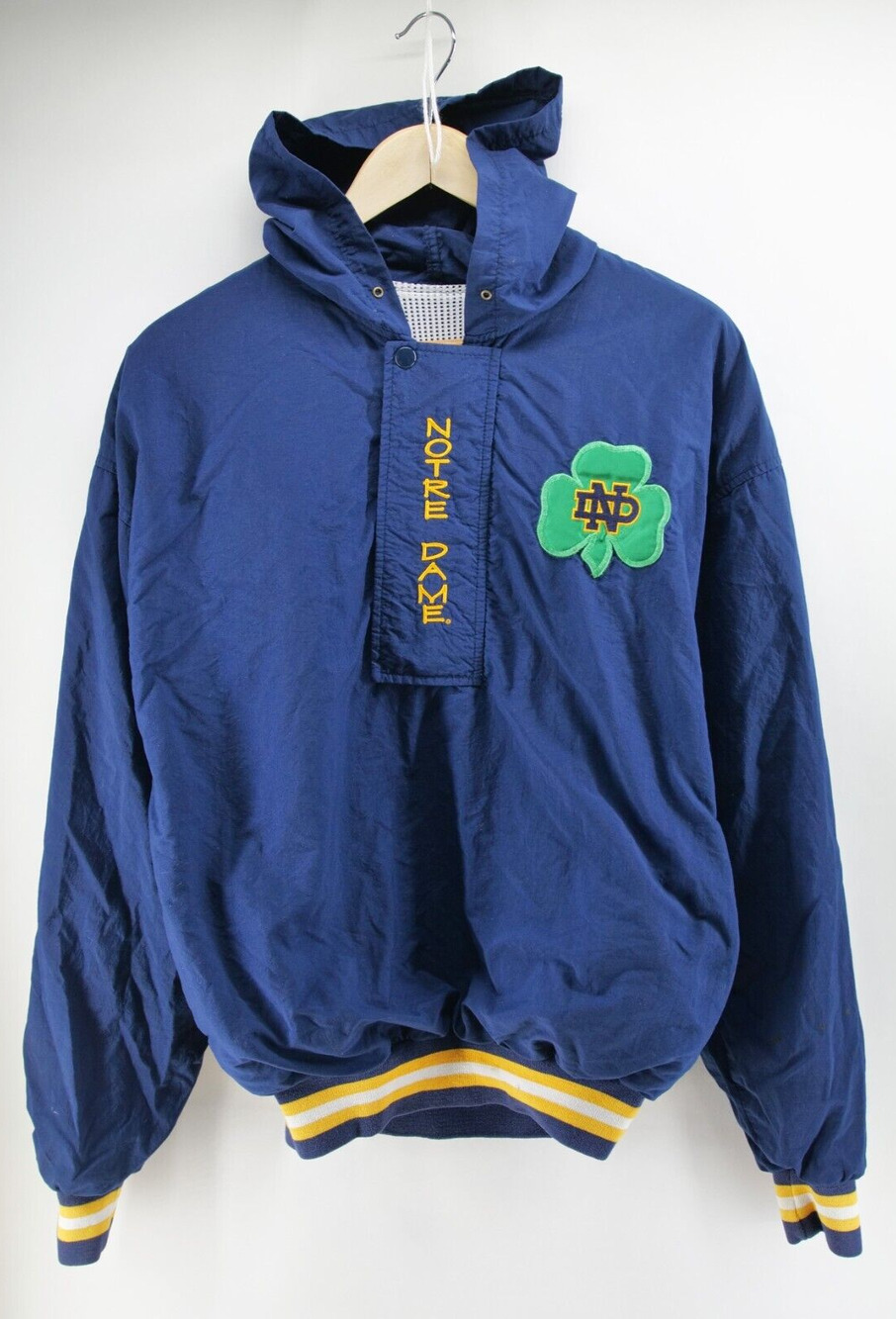 Rare Vintage 1990's Embroidered Legends‎ Notre Dame Nylon Pullover Jacket Small
